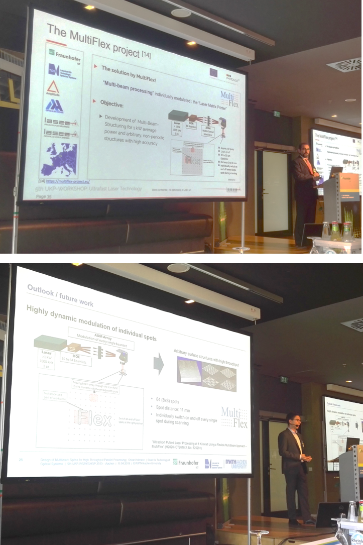 Oskar Hofmann and Jose A. Ramos del Campos presenting the MultiFlex project on the UKP Workshop at the Tivoli in Aachen.